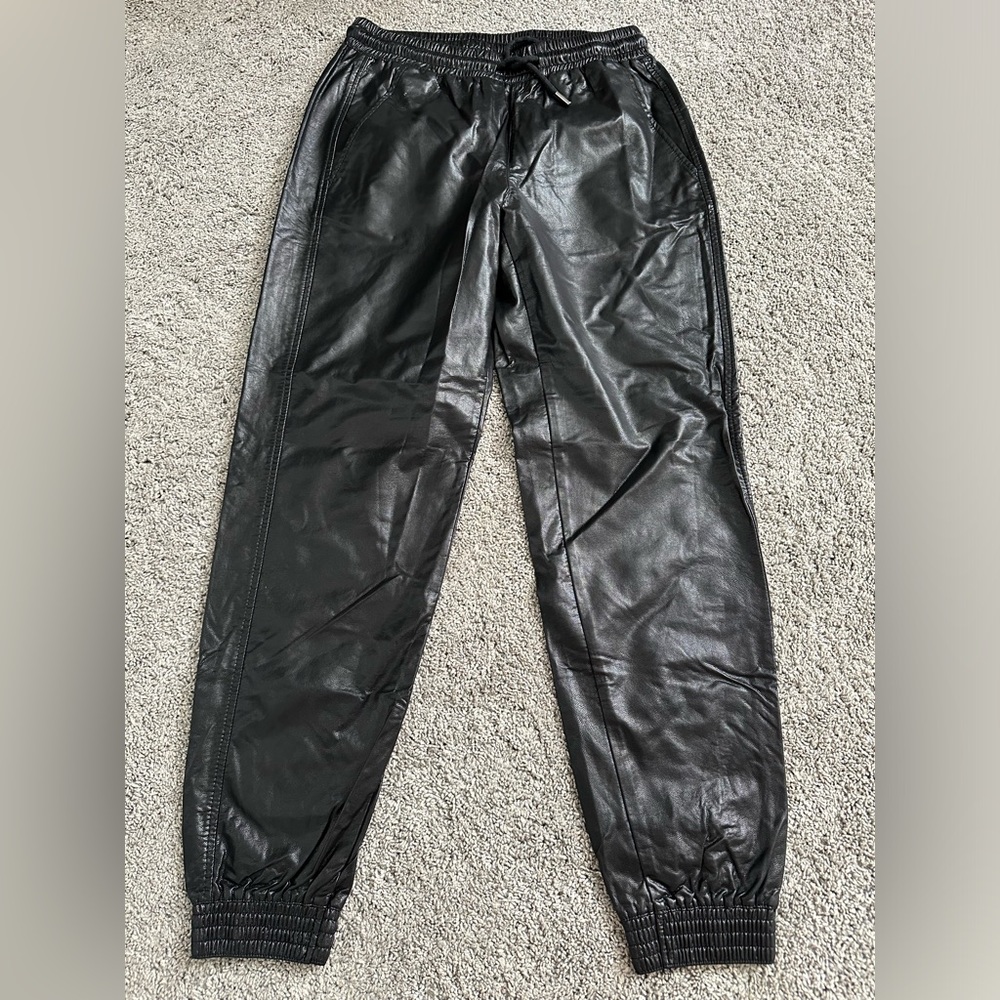 Zara Faux Leather Jogger in Black
